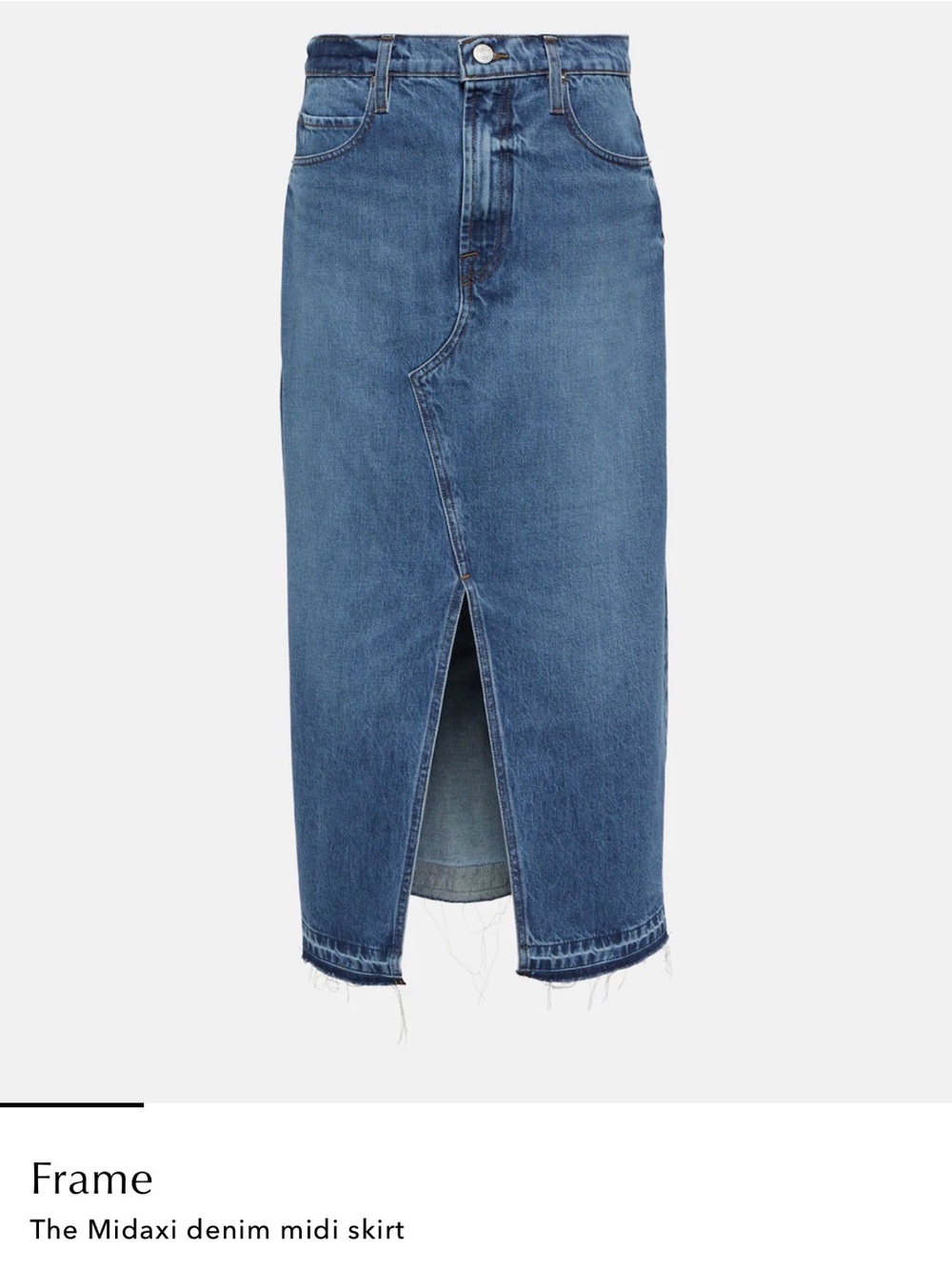 Frame Denim Midaxi Jean Skirt in Blue Wash